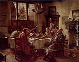A Festive Gathering Paintings - A Literary Gathering by Fritz Wagner